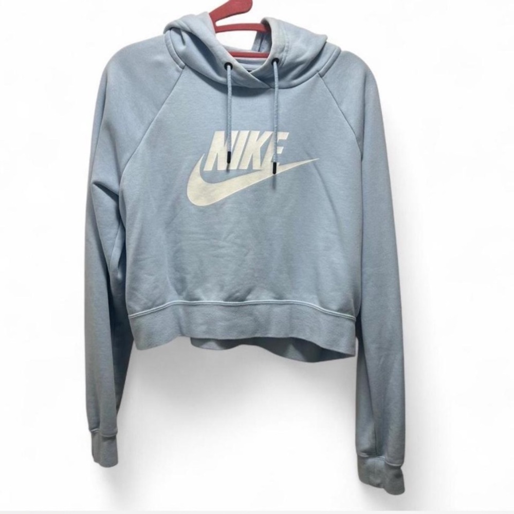 Nike Women's Light Blue Cropped Hoodie - Picture 2 of 6